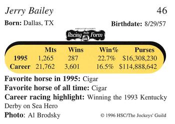 1996 Jockey Star Jockeys' Guild #46 Jerry Bailey Back